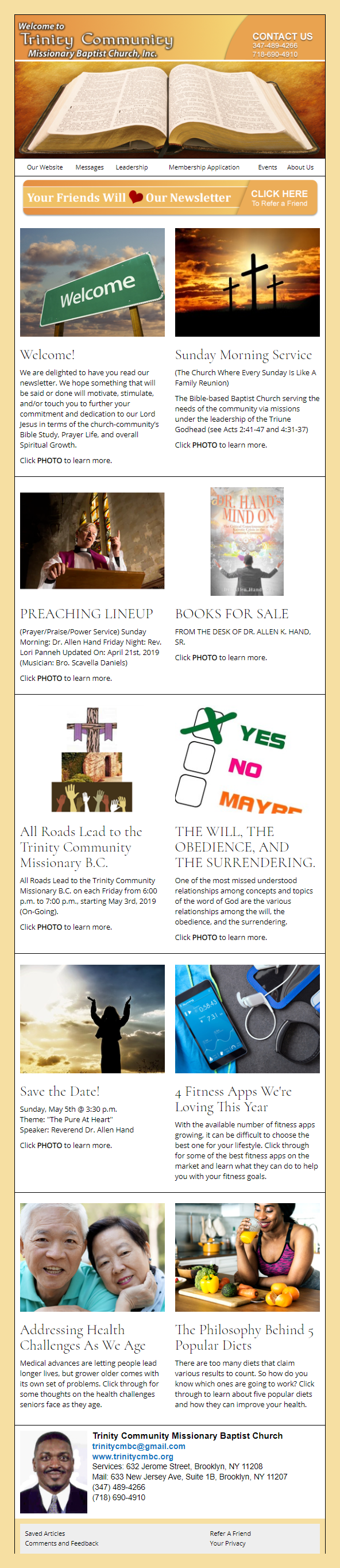 Trinity Community Mission Baptist Church Newsletter roundup