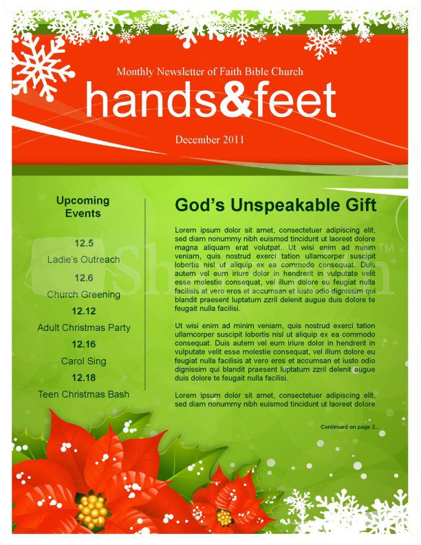 Christmas church newsletter templates