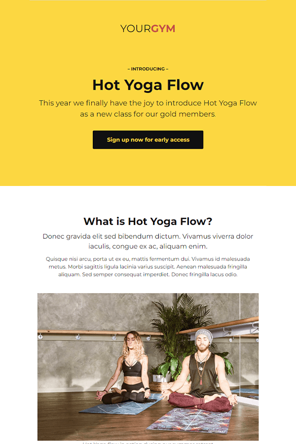 Yoga and gym newsletter template