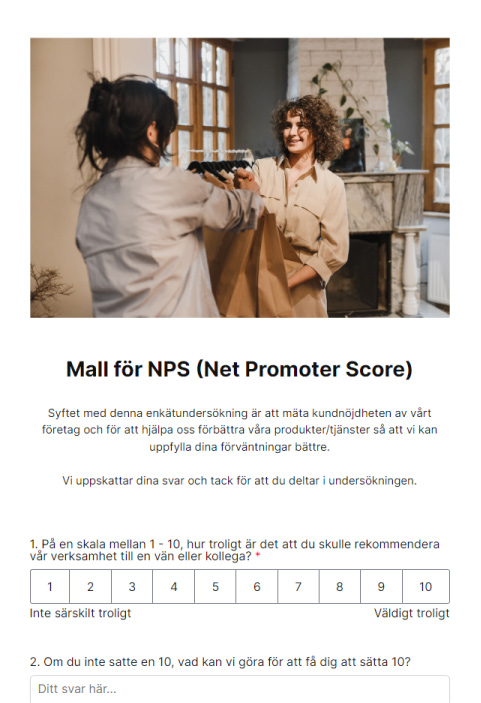Enkätmall för NPS (Net Promoter Score)