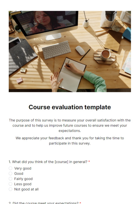 Survey template for course evaluations