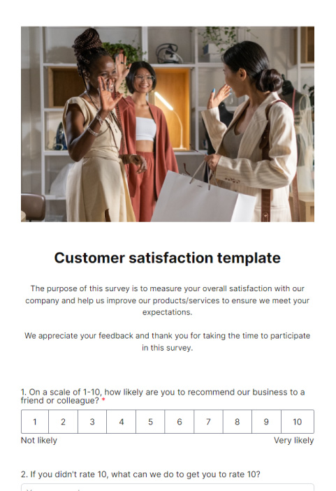 Survey template for customer satisfaction