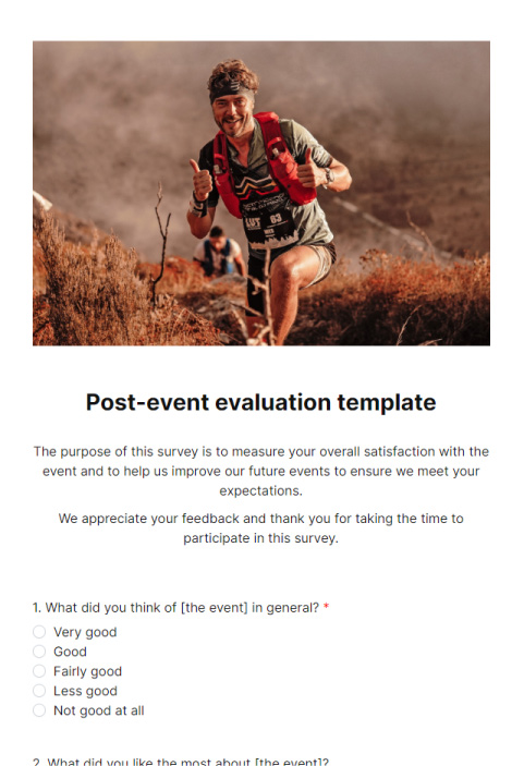 Survey template for post-event evaluations
