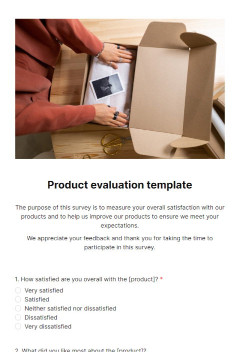 Survey template for product evaluations