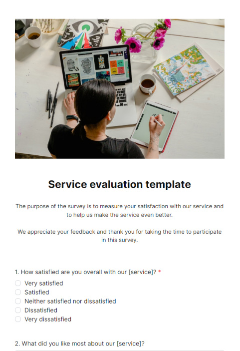 Survey template for service evaluations