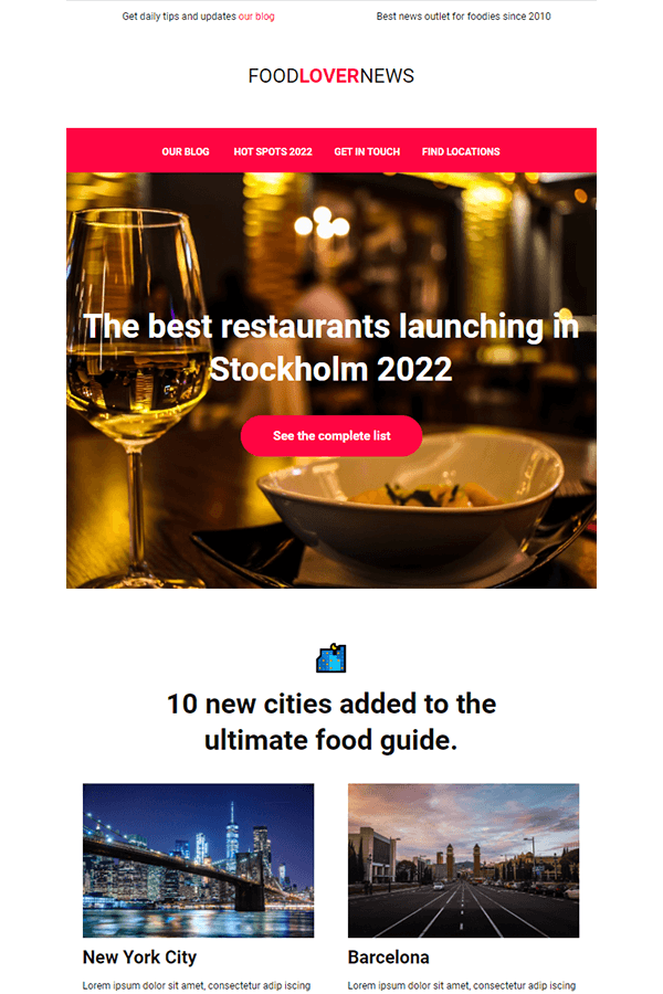 Restaurant newsletter template