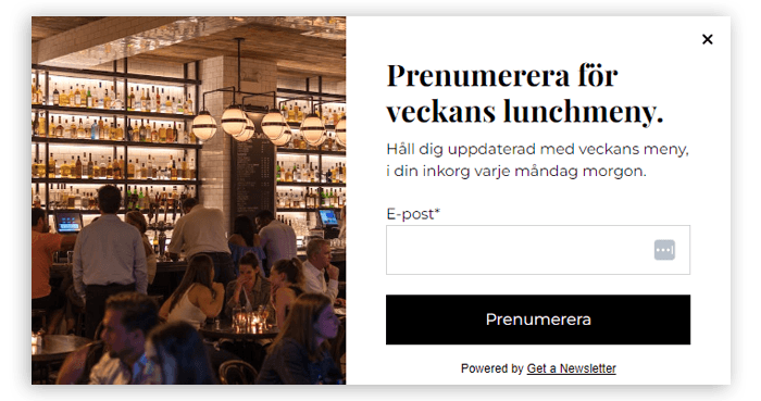 Exempel på ett popup-formulär