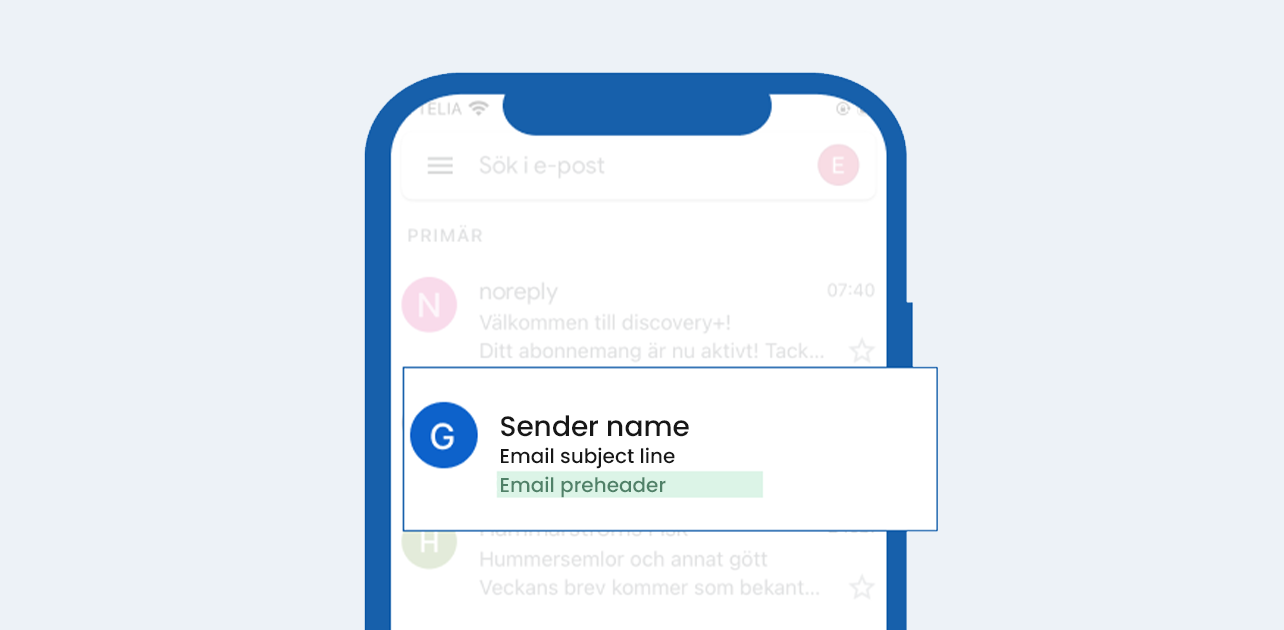 Illustration of an email preheader