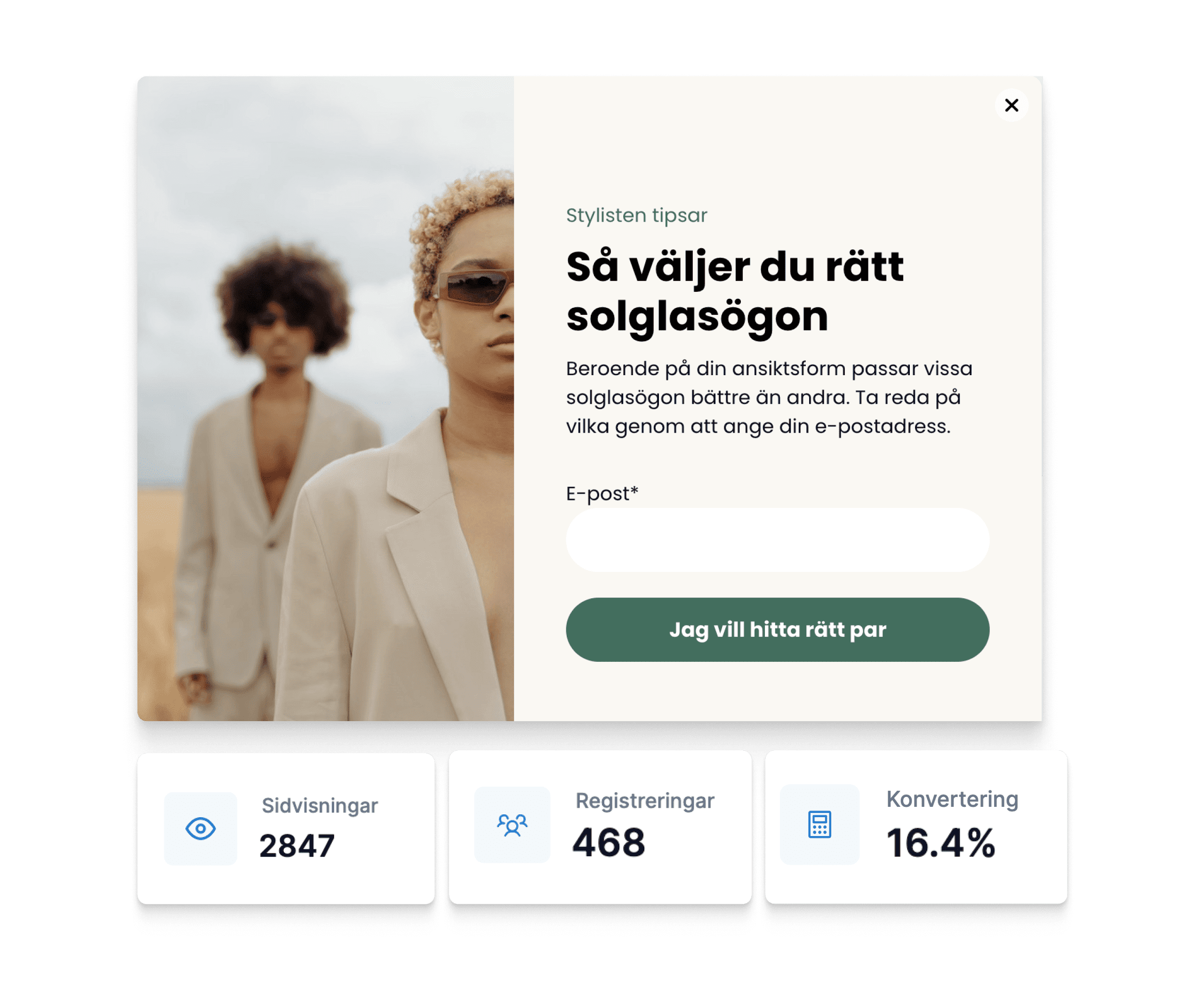 Statistik med popup-formulär